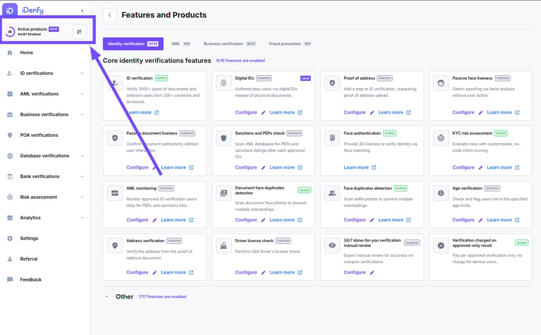 Full Feature List - iDenfy Documentation