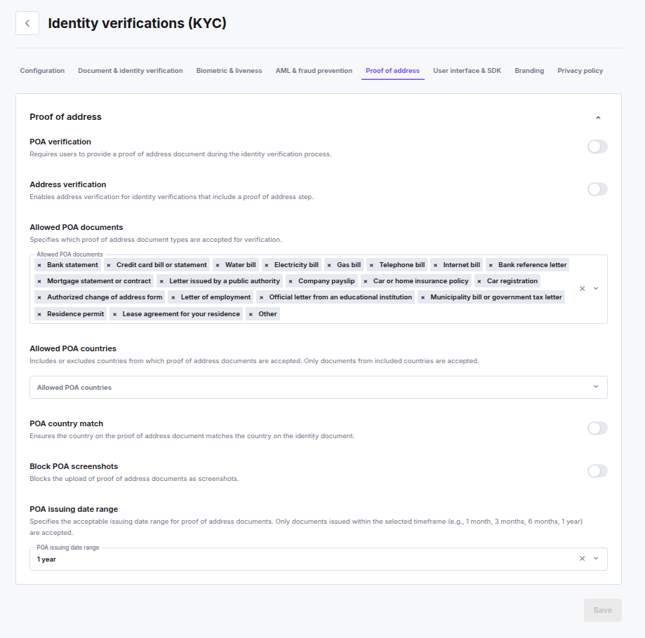 Proof of Address - iDenfy Documentation