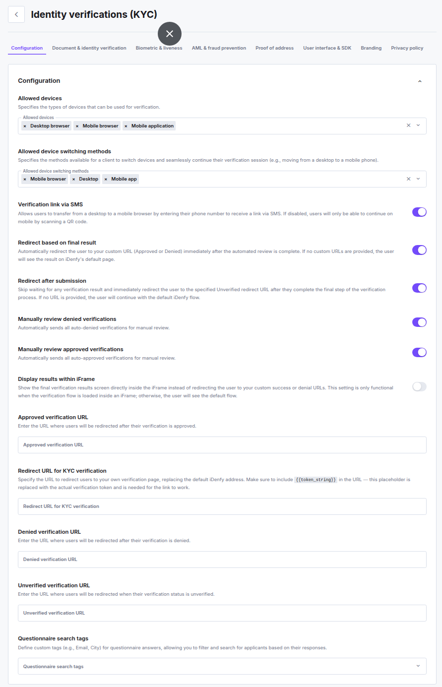 Configuration - iDenfy Documentation
