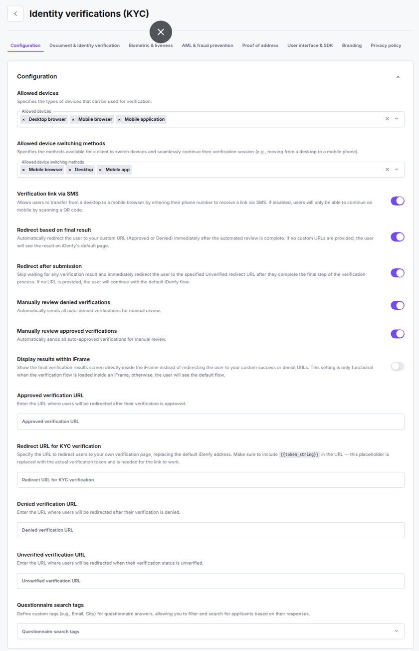 Permitted Device Configuration - iDenfy Documentation