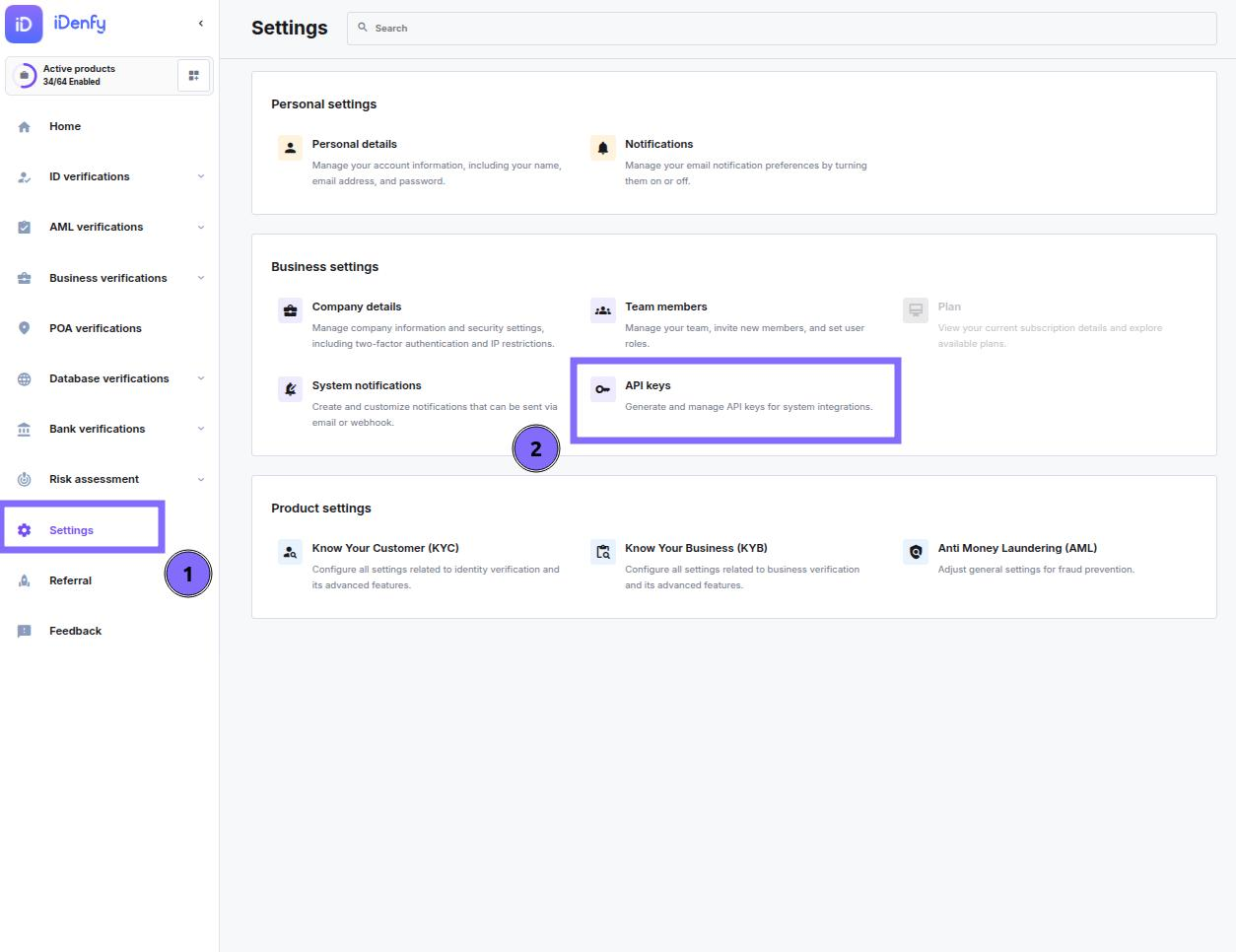 API Keys - iDenfy Documentation