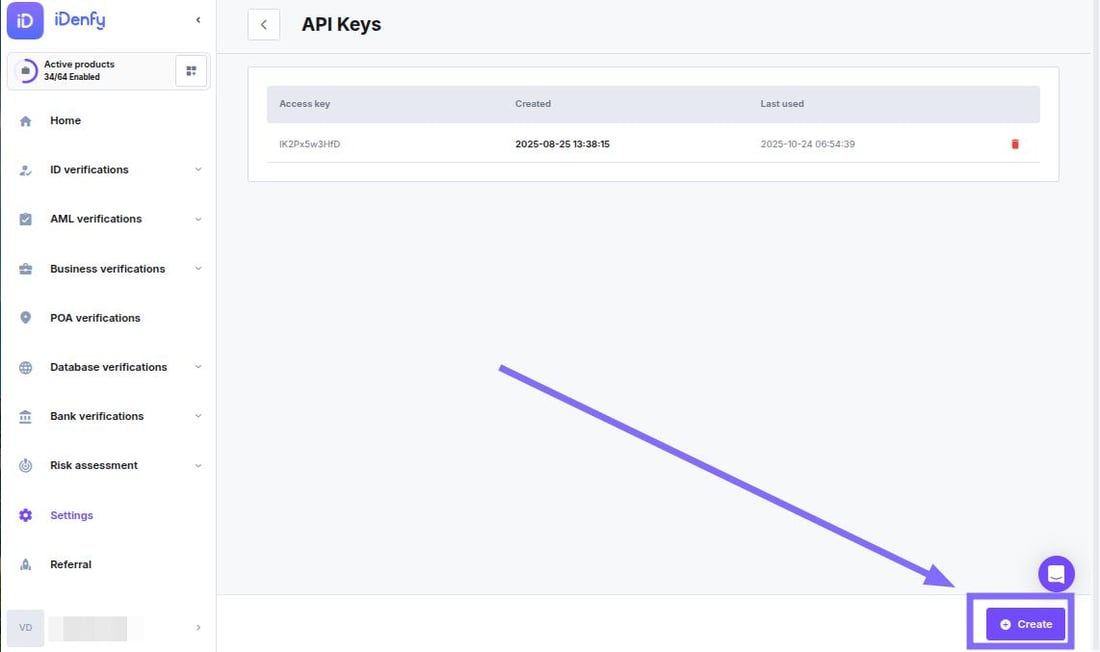 API Keys - iDenfy Documentation
