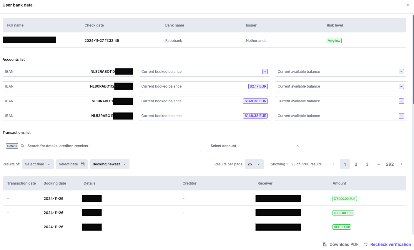 Bank Verification in the Dashboard - iDenfy Documentation
