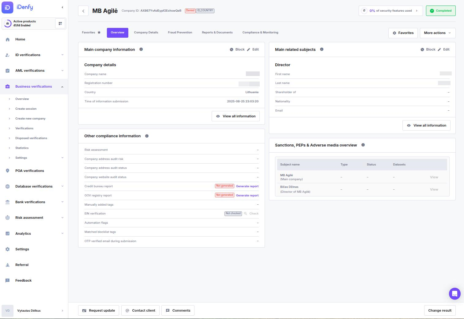 Company Profile Overview - iDenfy Documentation