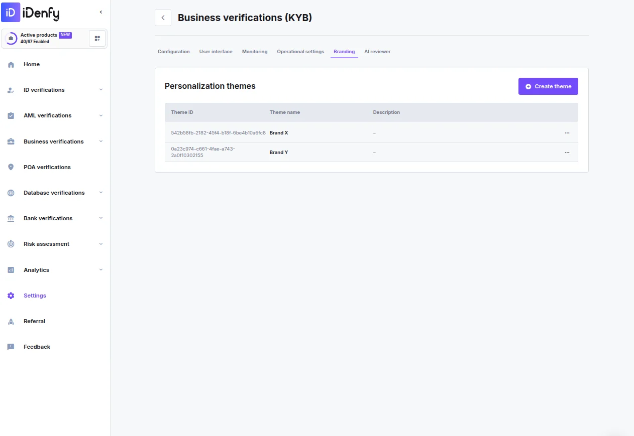 KYB Personalization themes list