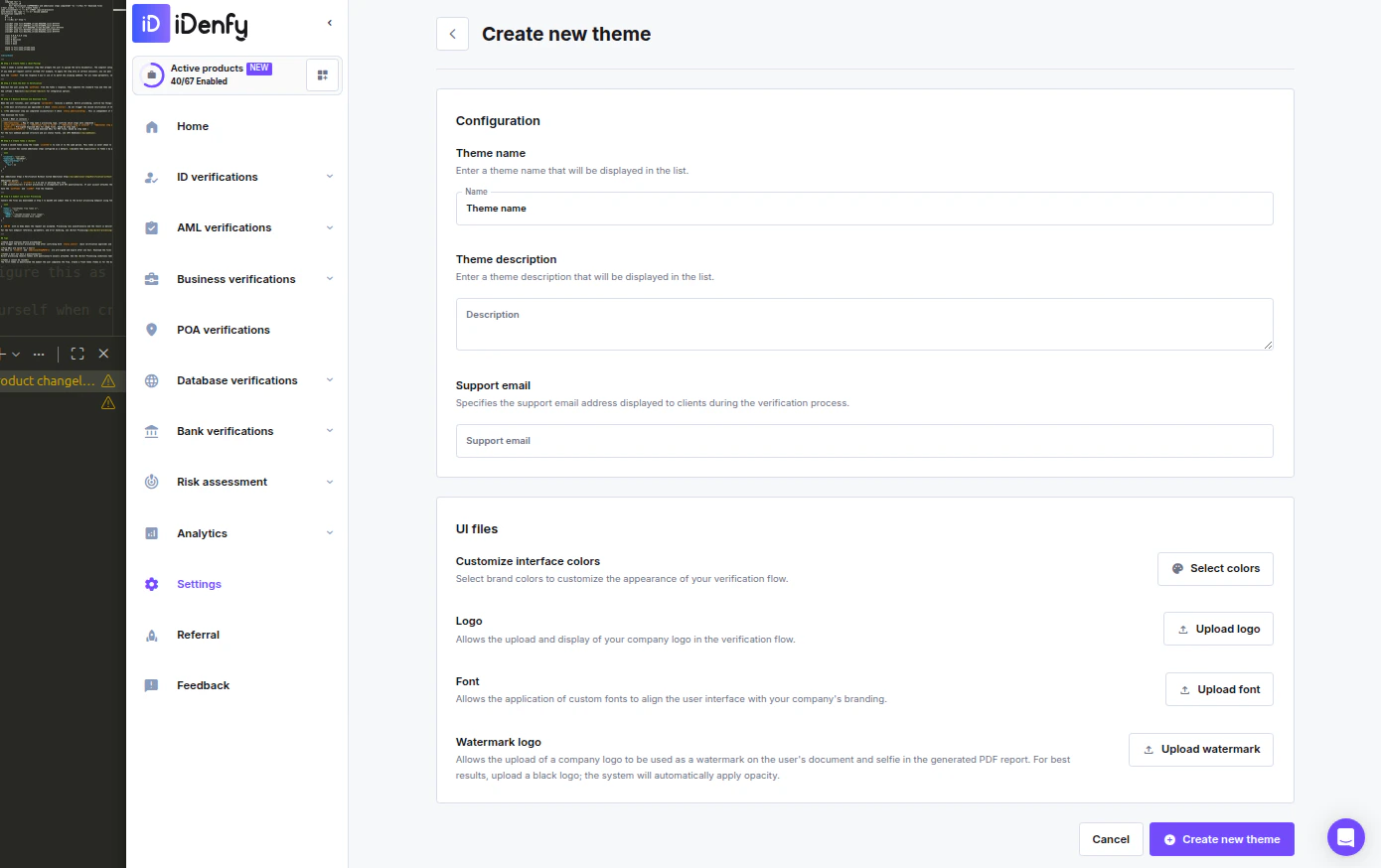 KYC Create theme — UI files