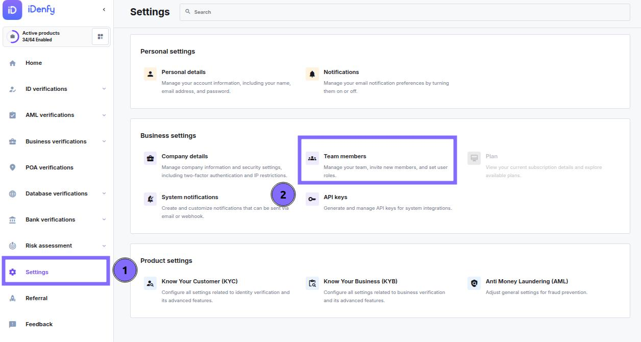 Team Member Management - iDenfy Documentation