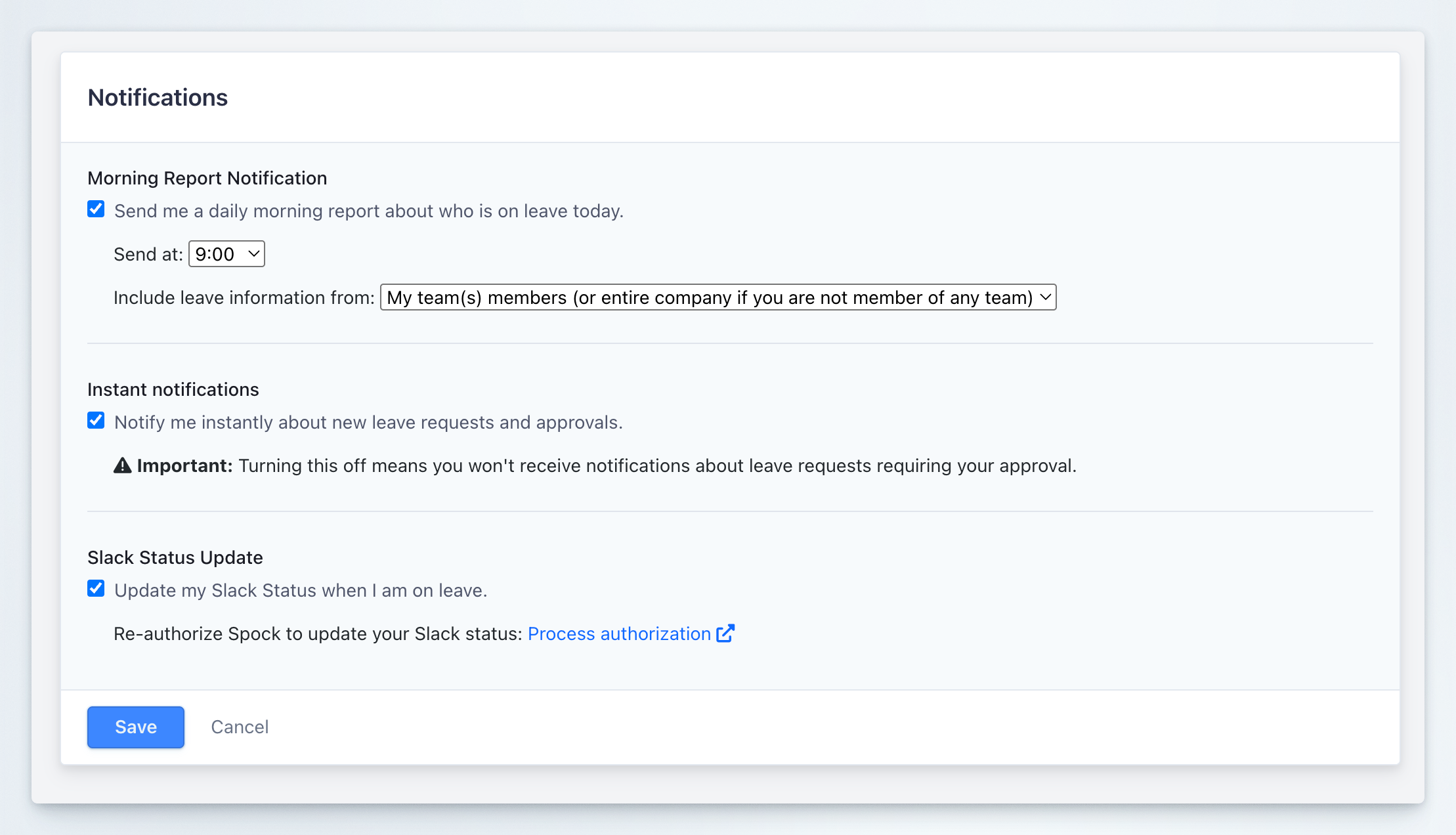 Notification Preferences - Spock Documentation