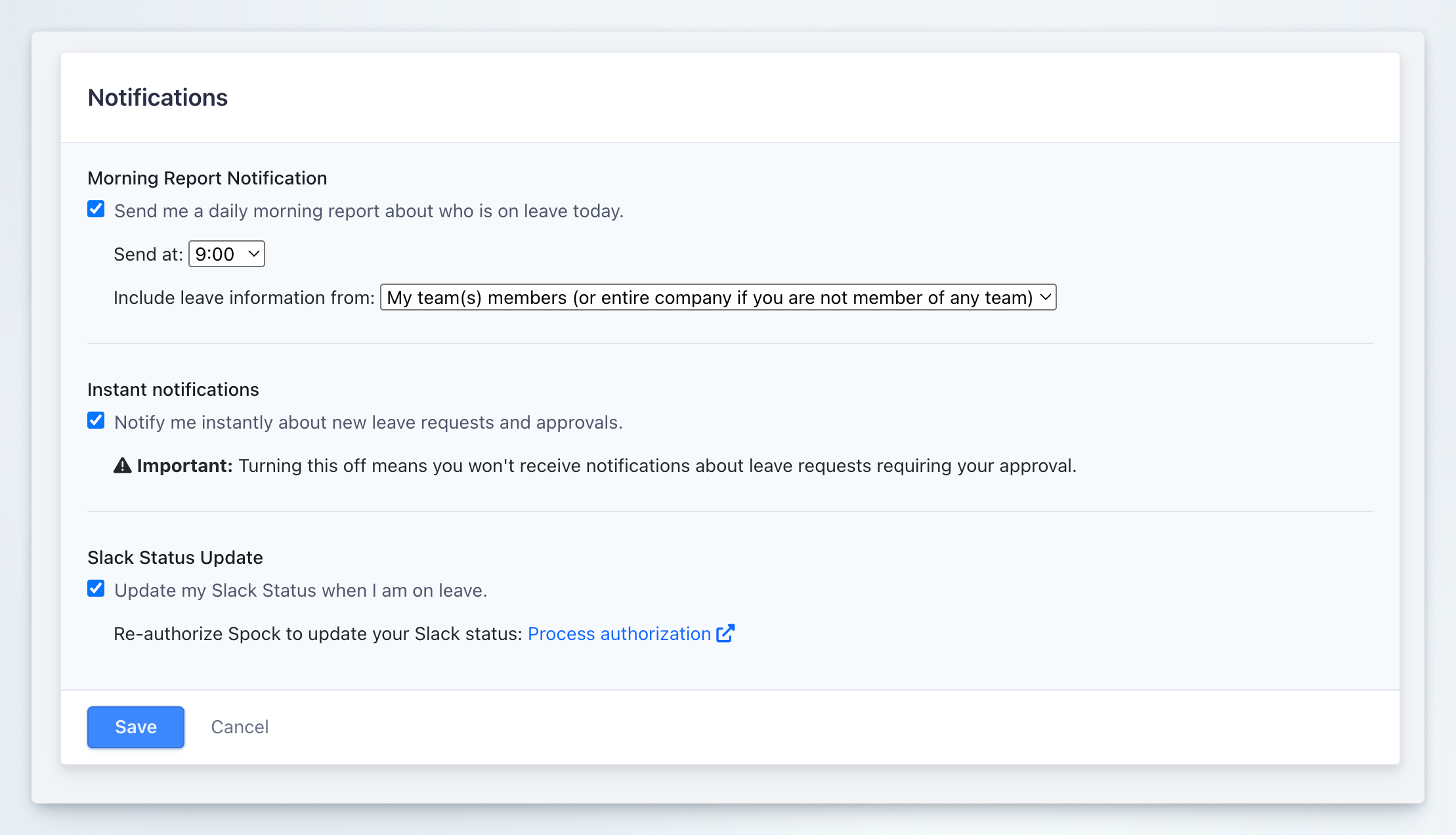 Notification Preferences Settings