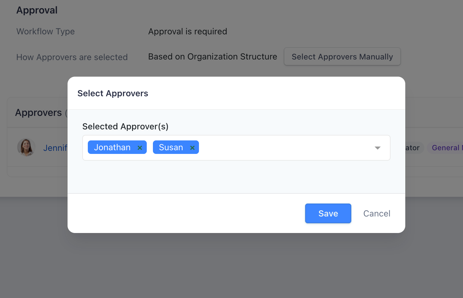Member selection for approvers