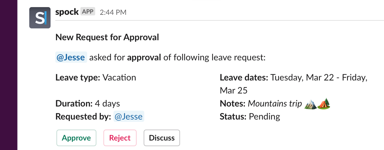 Approval buttons in notification