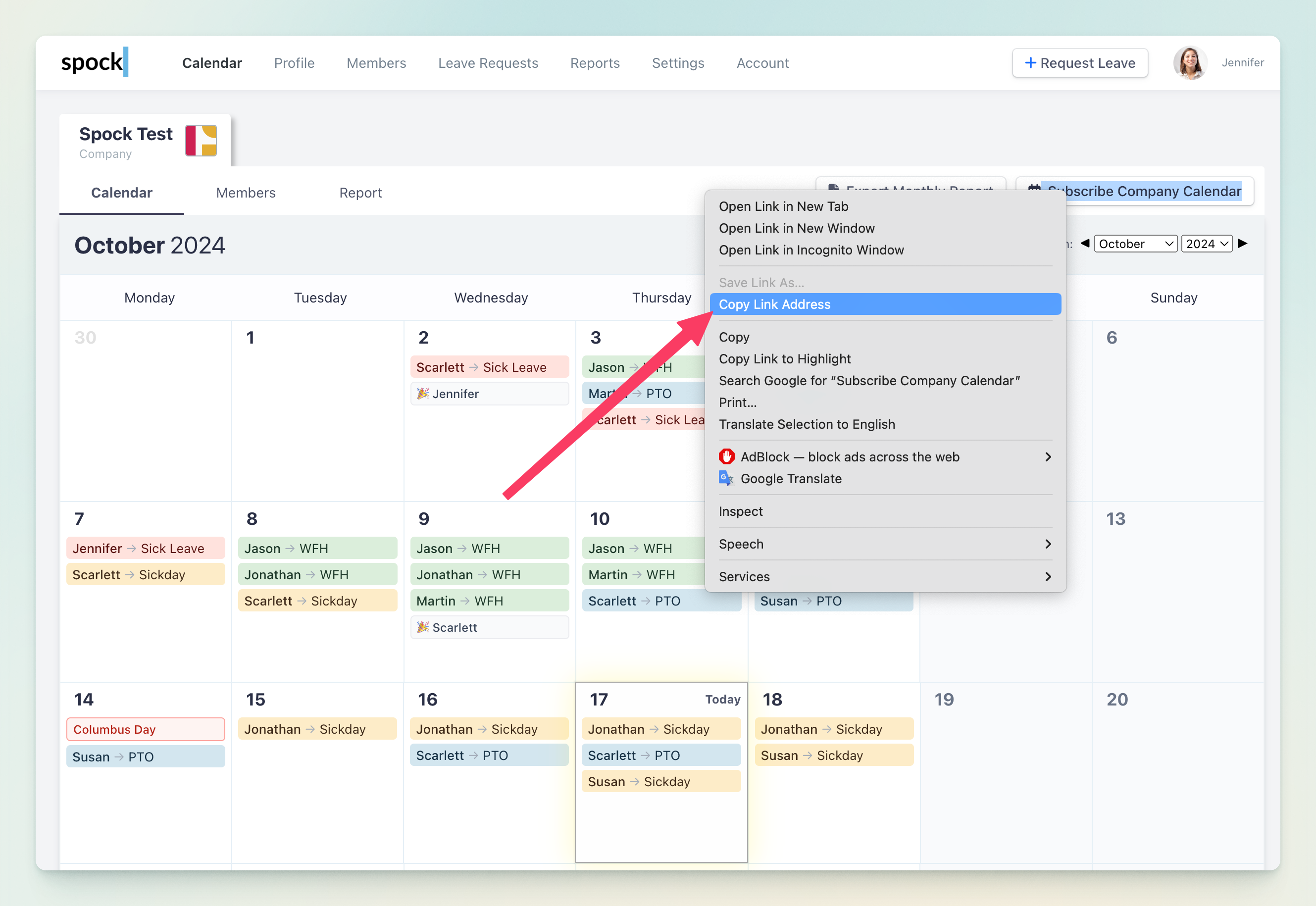 Google Calendar from URL option