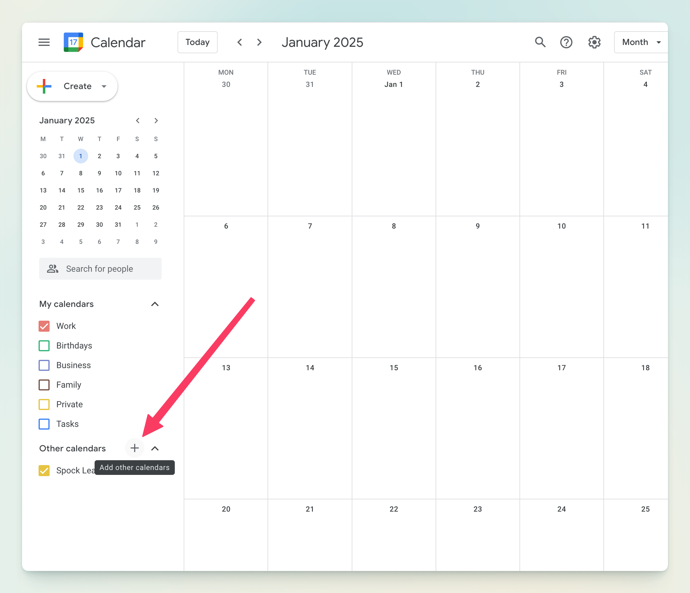 Paste iCal URL in Google Calendar