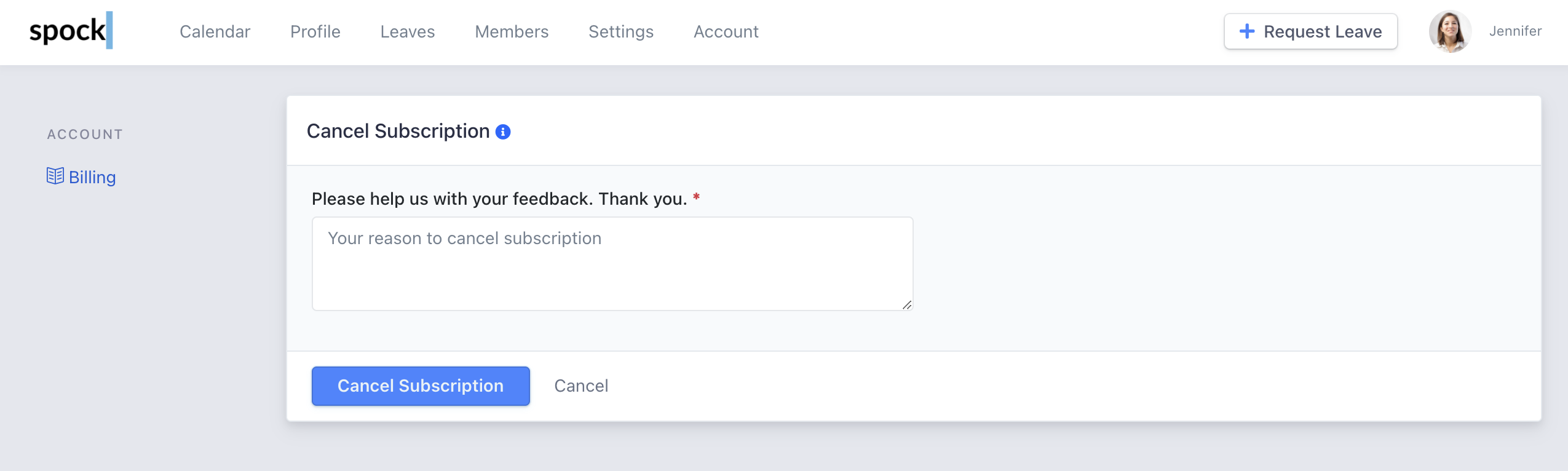 Cancellation feedback form