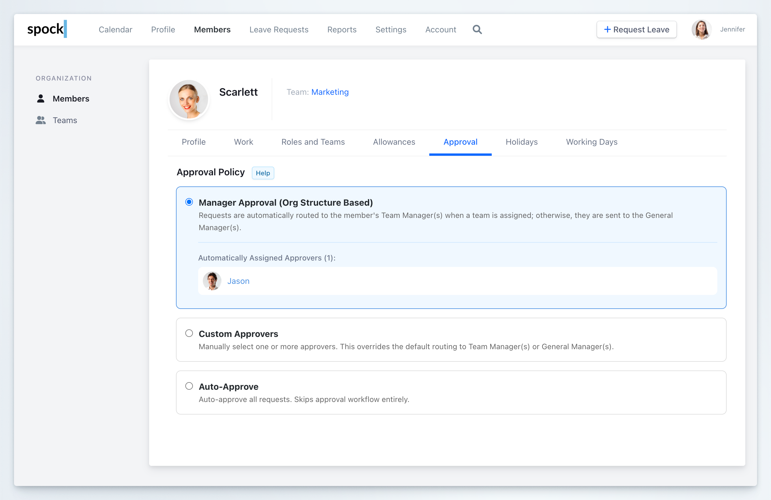 Manager Approval policy showing automatically assigned approvers