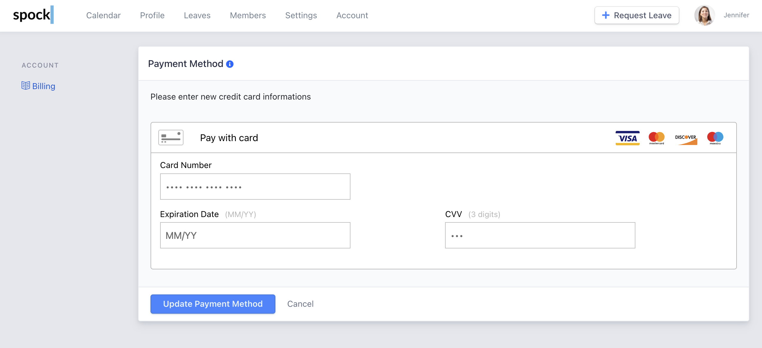 Payment method form