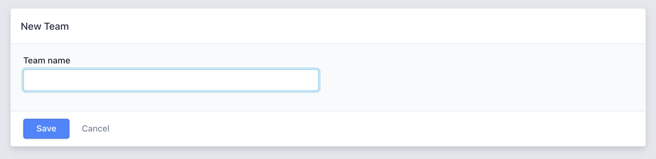 Create new team dialog
