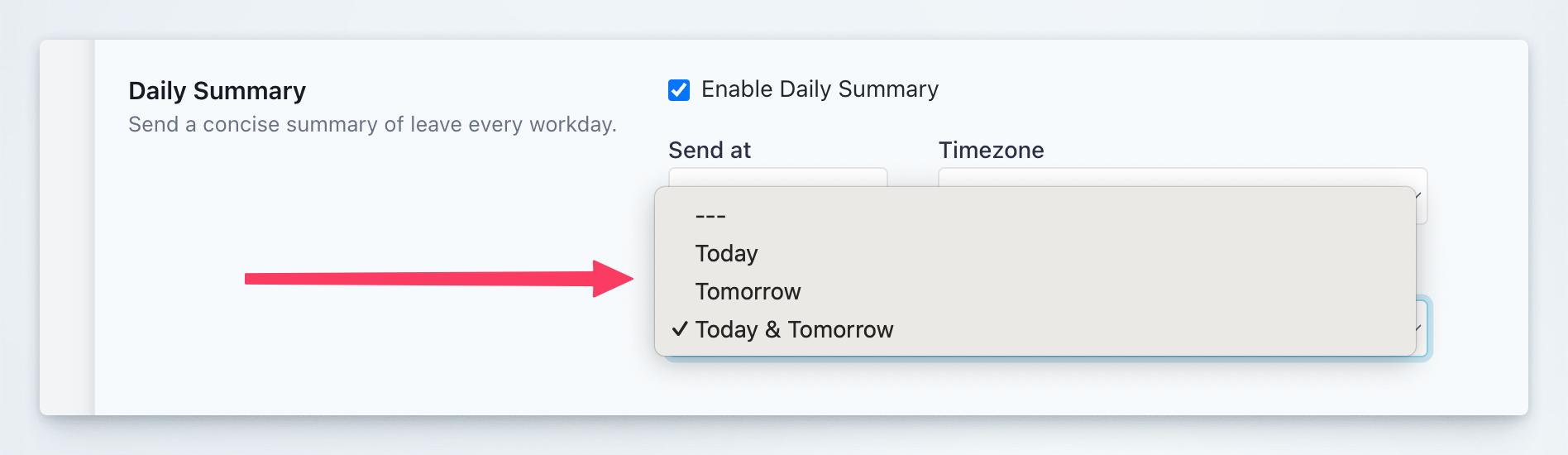 Daily Summary include options