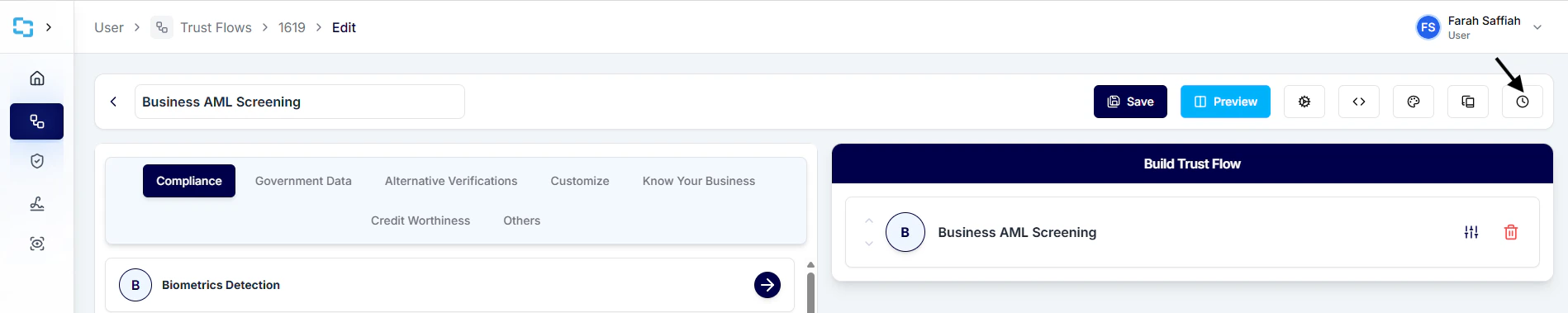 View History in the Trust Flow