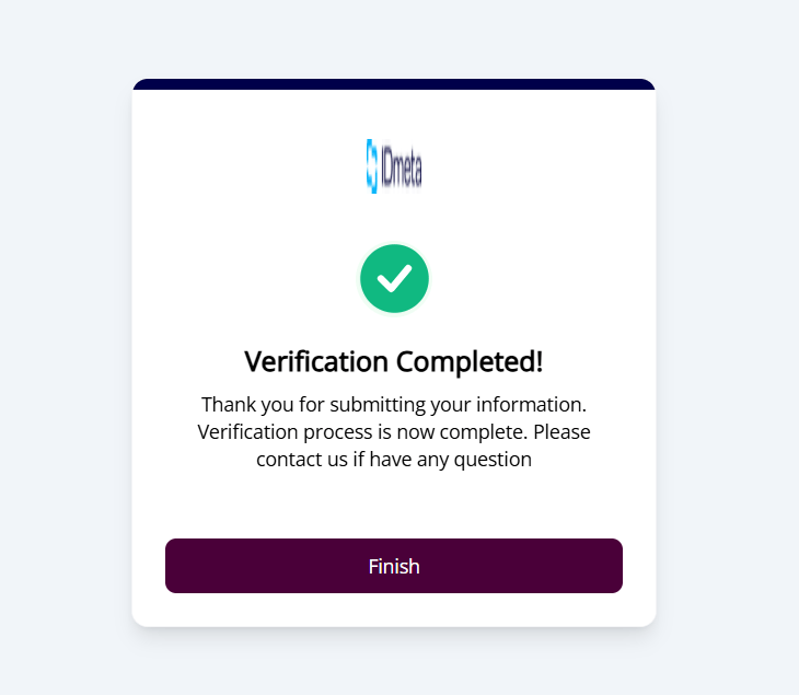 Verification Completed screen showing the updated title and body
