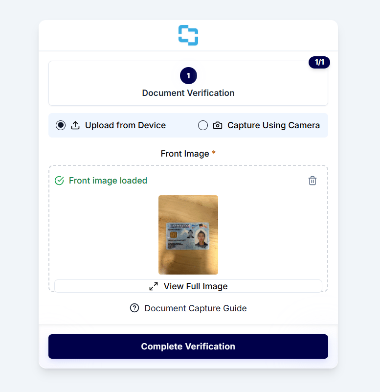 Complete Verification button at the end of the Trust Flow