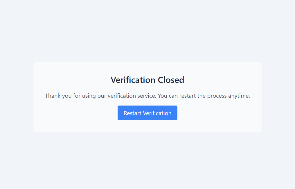Verification Closed page shown when Skip Verification Completed Page is enabled