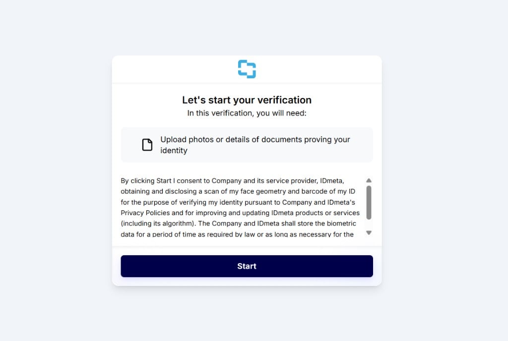 Welcome and Consent page shown when Skip Welcome and Consent Page is disabled