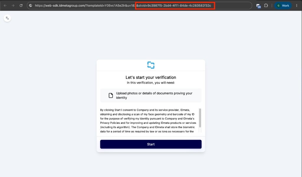 Browser URL showing the stvid parameter appended to the Direct Link URL