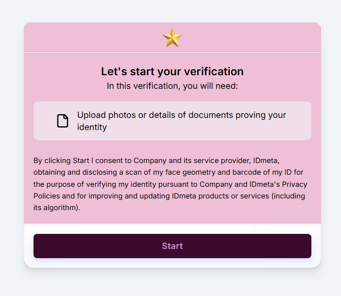 Welcome and Consent page showing updated typography and button styling