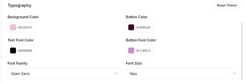 Typography settings in Branding and Appearance