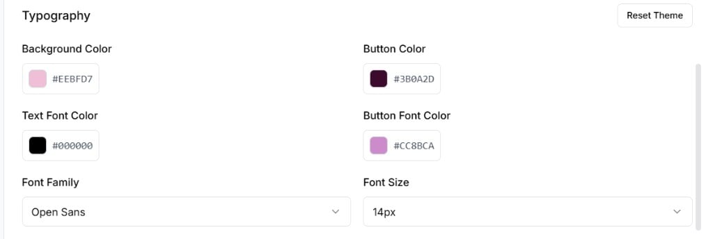 Typography settings in Branding and Appearance