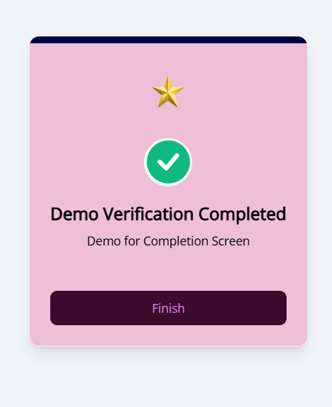 Verification Completed screen showing the updated title and body