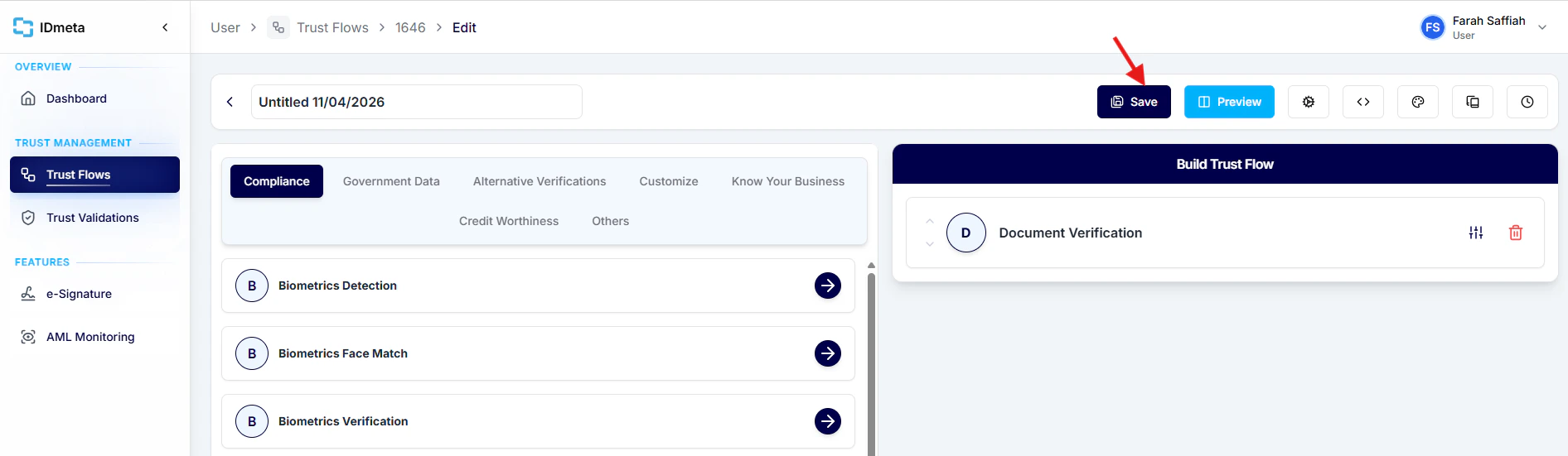 Save Trust Flow settings