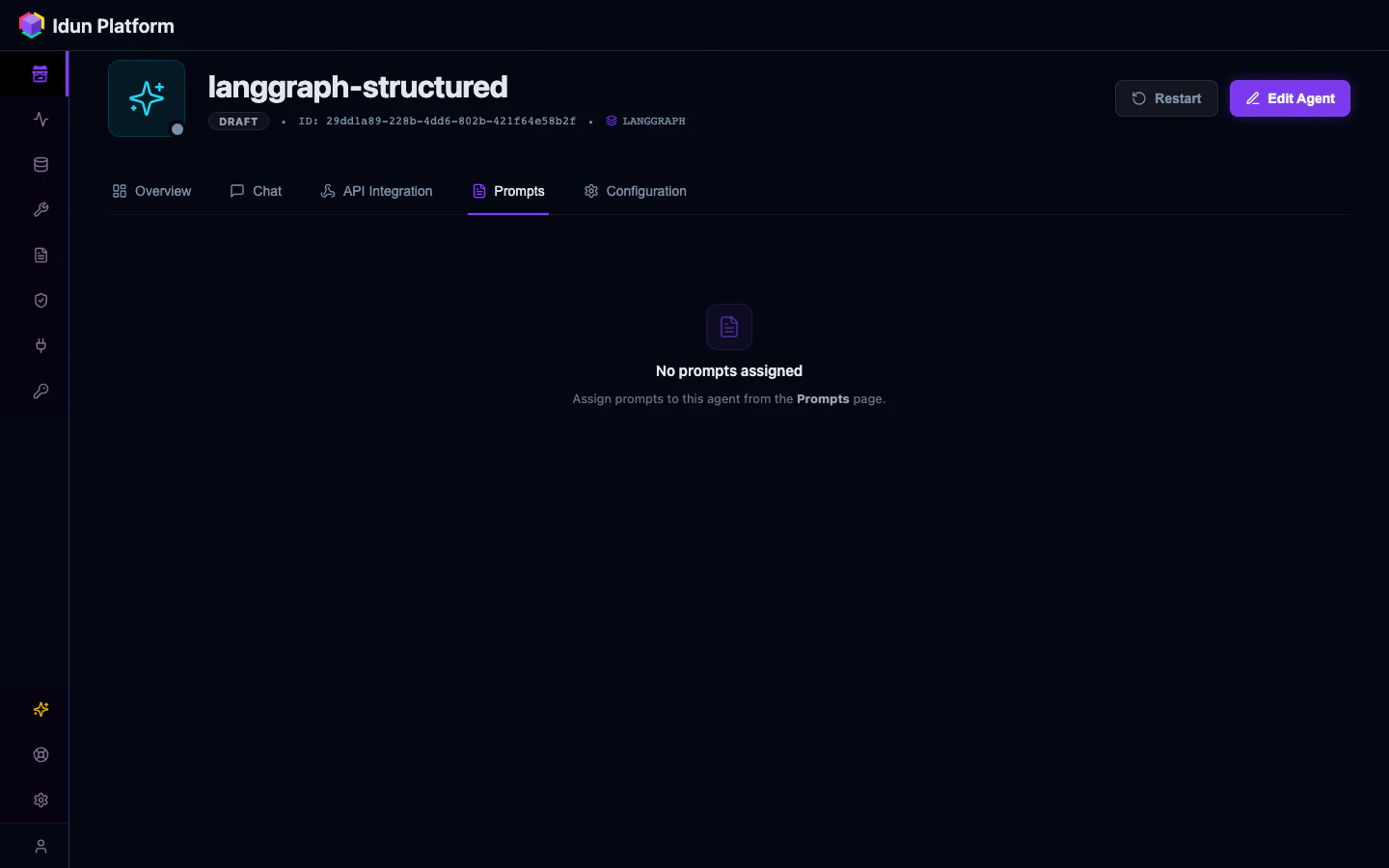 Agent detail prompts tab