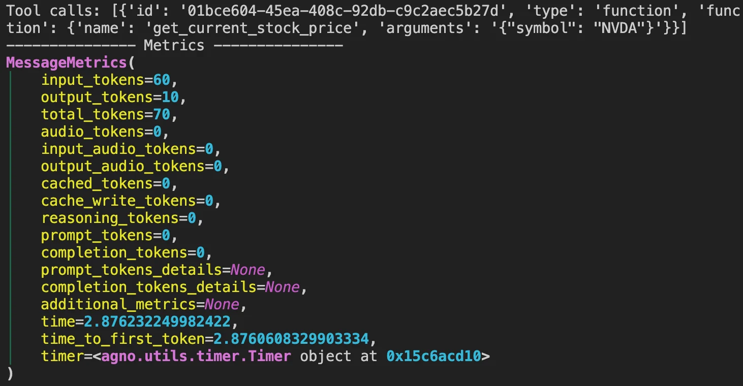 Tool Run Message Metrics