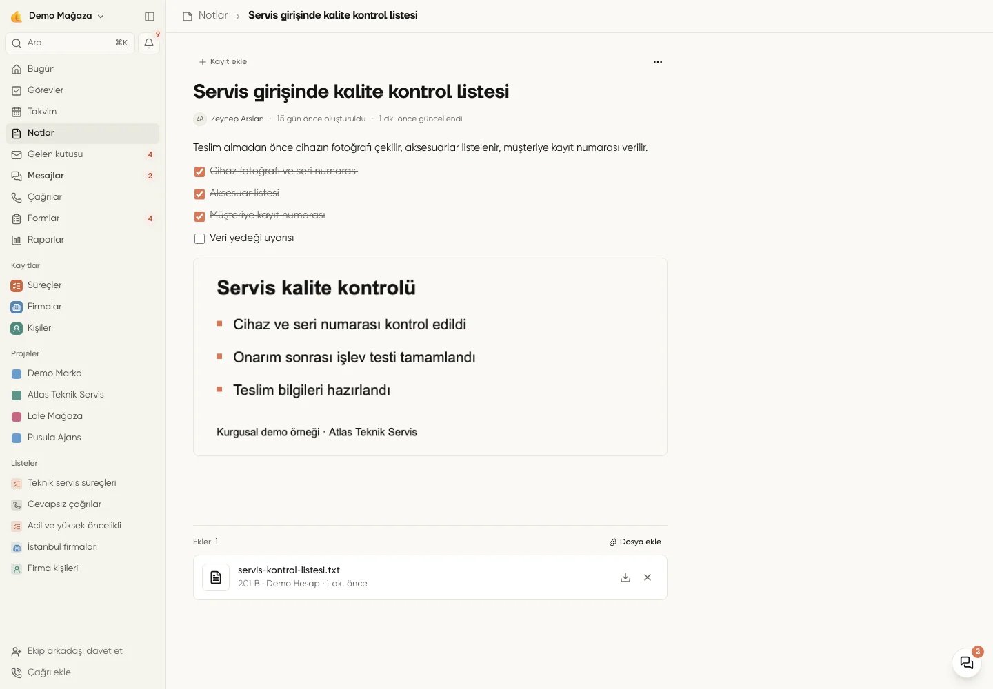 Zengin metin notu ve ekip üyesi anması