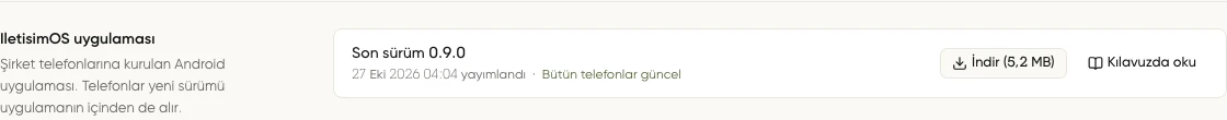 IletisimOS uygulaması bölümünde yayındaki sürüm ve indirme bağlantısı