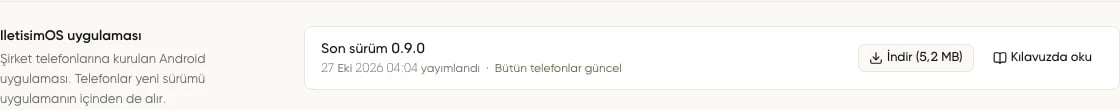 IletisimOS uygulaması bölümünde yayındaki sürüm ve indirme bağlantısı