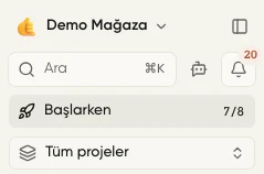 Kenar çubuğunda Başlarken satırı ve tamamlanan adım sayısı