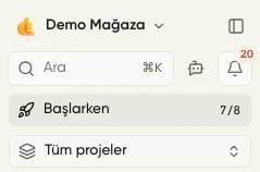 Kenar çubuğunda Başlarken satırı ve tamamlanan adım sayısı