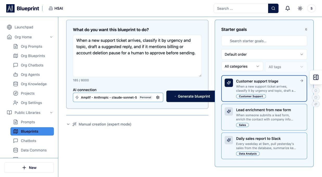 Blueprint Blueprint Goal Selected