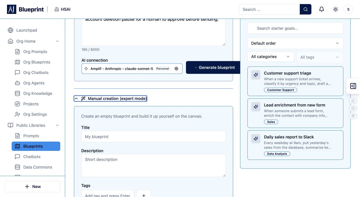 Blueprint manual or review mode