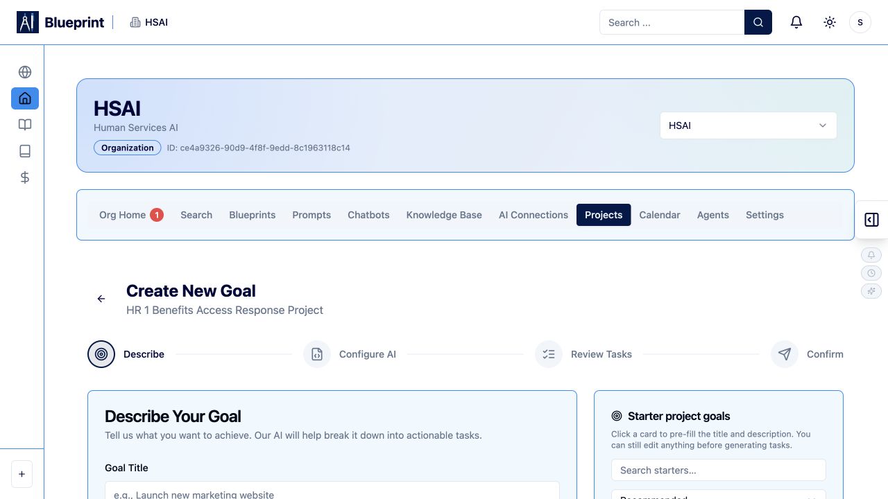 Blueprint Project Goal Create