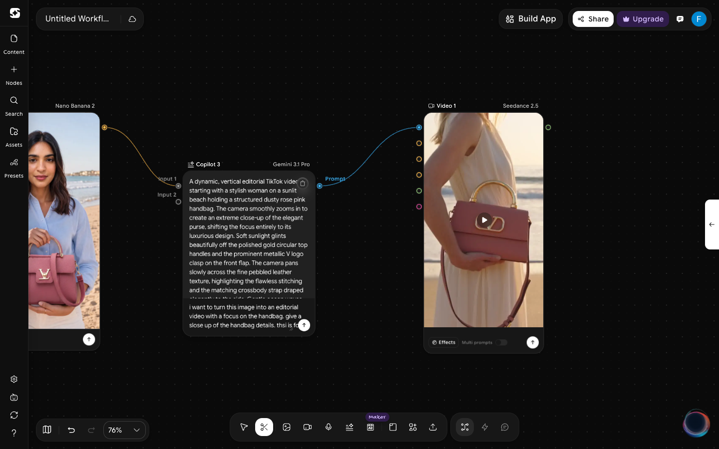 Canvas after a cut with Remove edges active: the connection between the image node and the Video node is gone