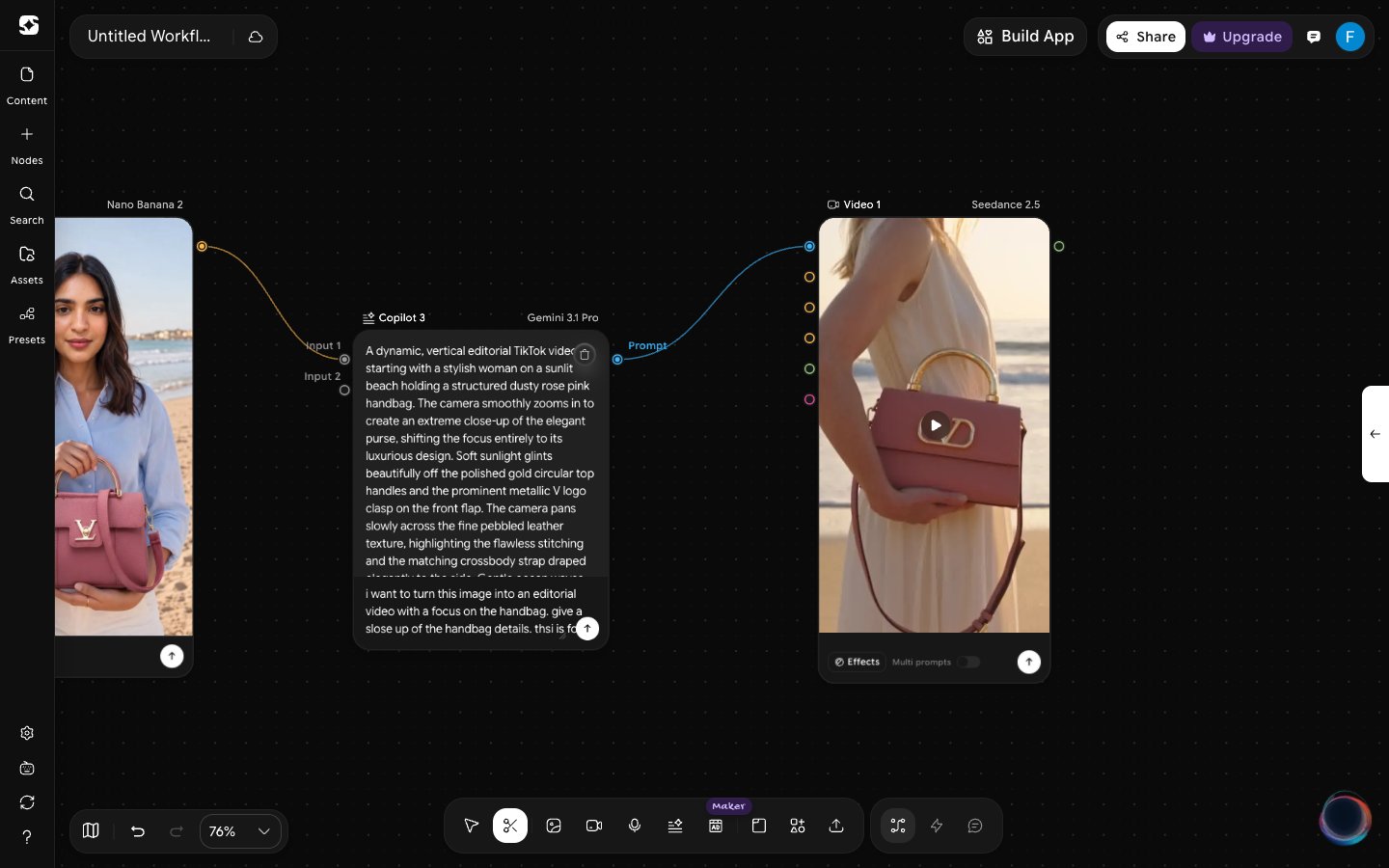 Canvas after a cut with Remove edges active: the connection between the image node and the Video node is gone