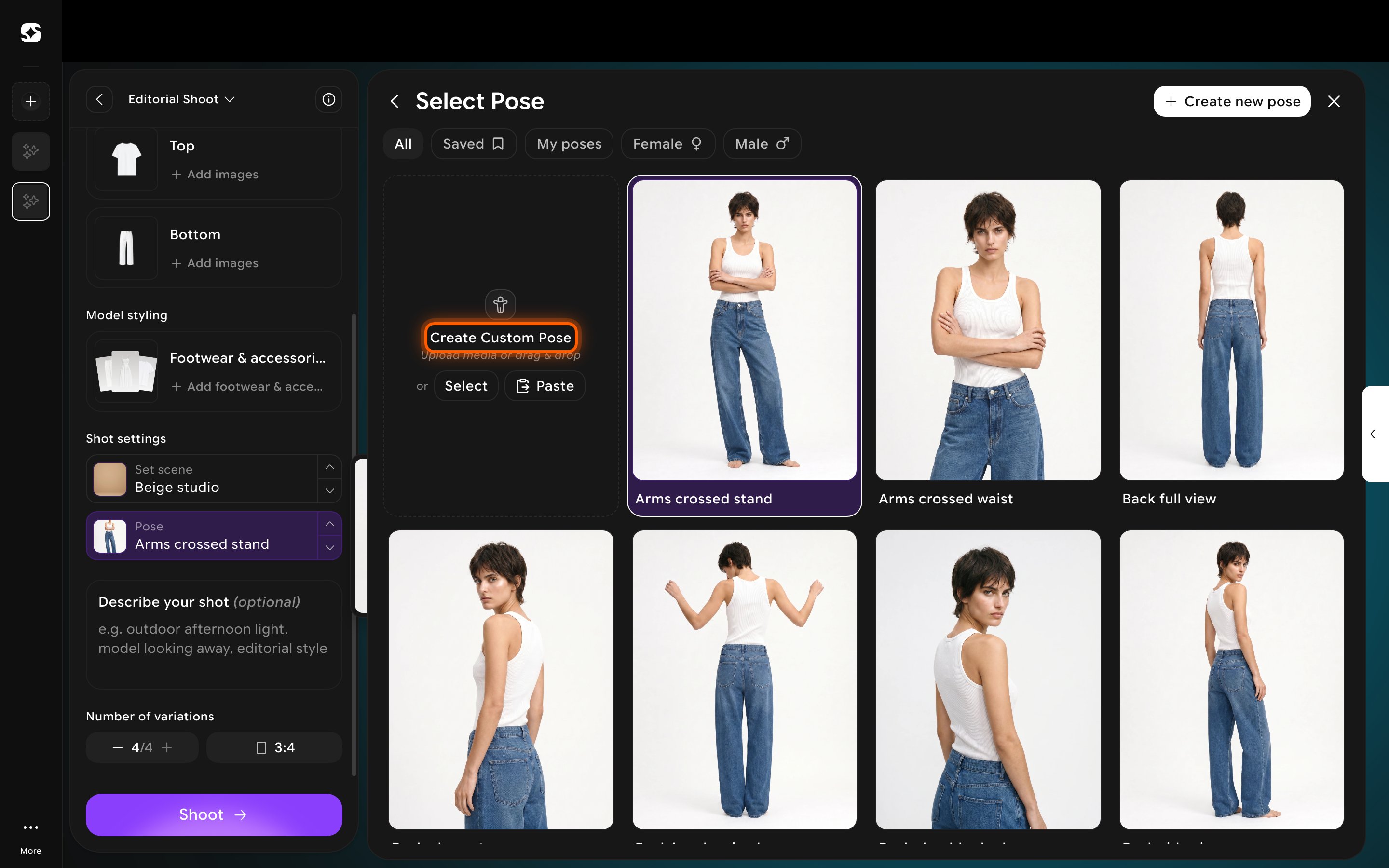 Create Custom Pose tile for uploading a reference photo of a pose to replicate