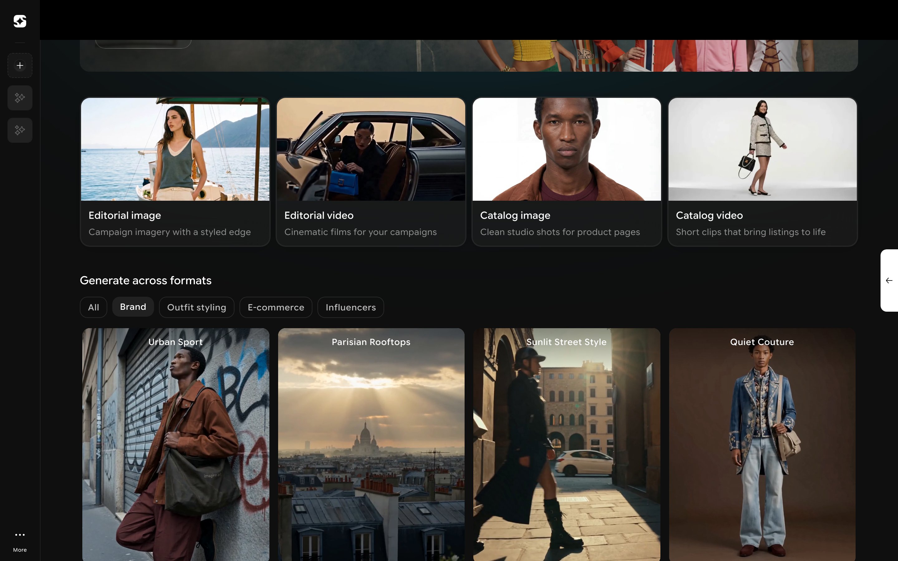 Landing page template gallery filtered by the Brand use-case pill