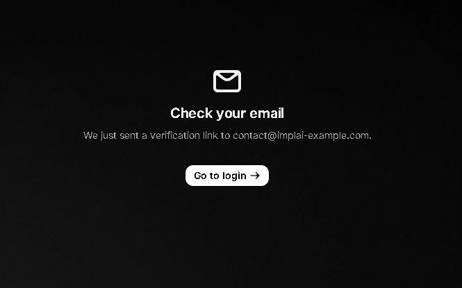 Resend page confirming a verification email was sent