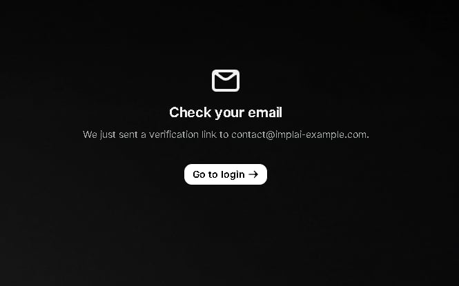 Resend page confirming a verification email was sent