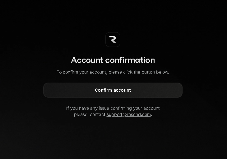 Resend hosted confirmation page